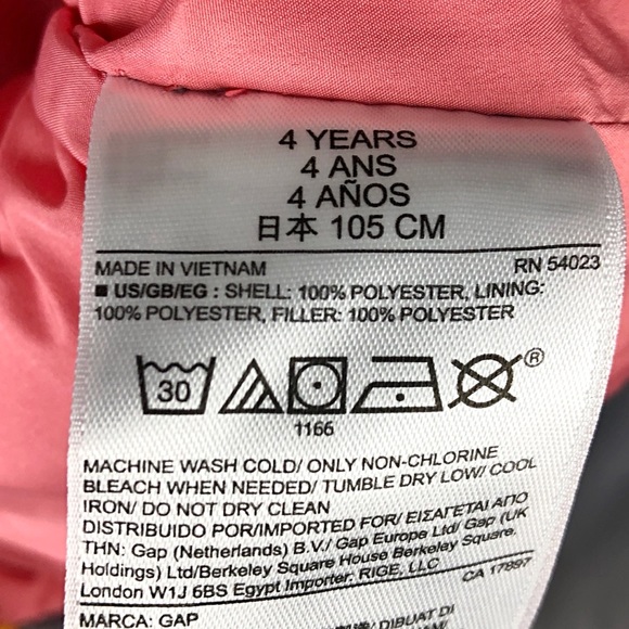 BABY GAP Colourful Sleeveless Filled Coat - Picture 8 of 8